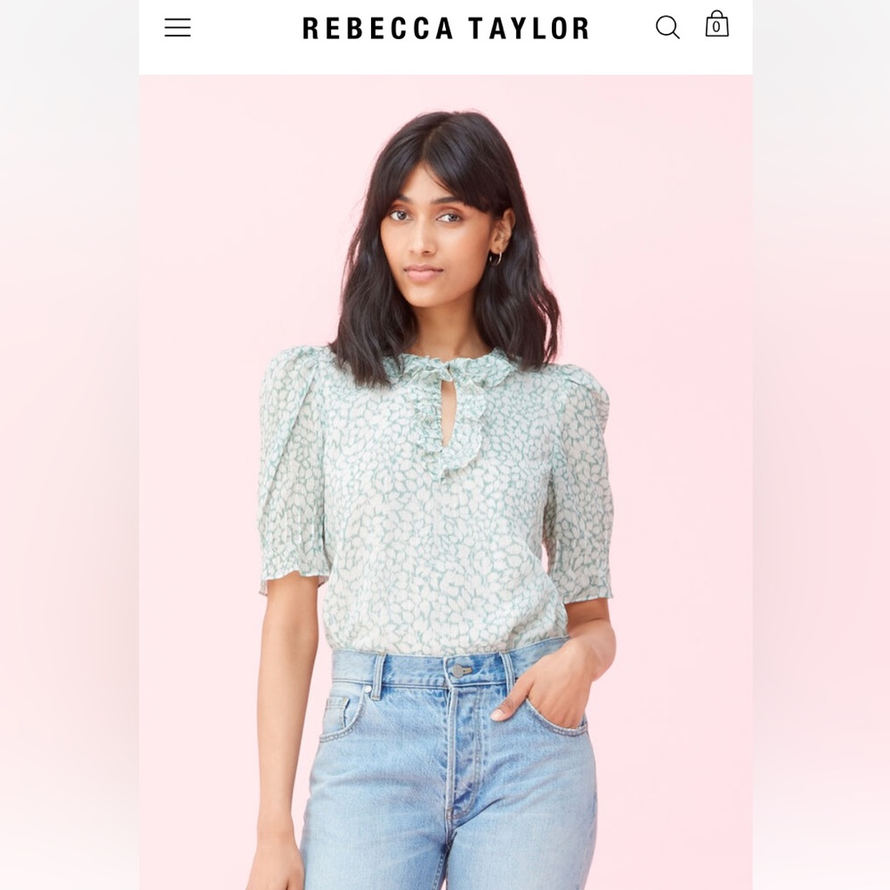 Rebecca Taylor Ikat Leaf Lurex Top NWT sz 12
